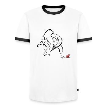 TAI OTOSHI - T-shirt contrasté Homme - blanc/noir - Devant - AI Model Female 172 light (172cm) & AI Model Male 178 dark (178cm)
