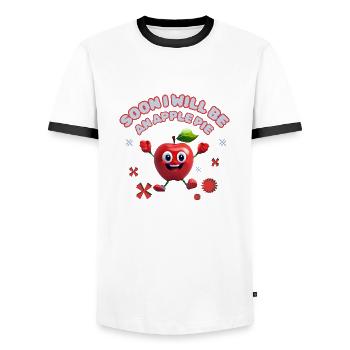 Tarte aux pommes américaine, une cuisine délicieuse - T-shirt contrasté Homme - blanc/noir - Devant - AI Model Female 172 light (172cm) & AI Model Male 178 dark (178cm)