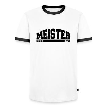 Meister 2024 - Männer Kontrast-T-Shirt - Weiß/Schwarz - Vorne - AI Model Female 172 light (172cm) & AI Model Male 178 dark (178cm)