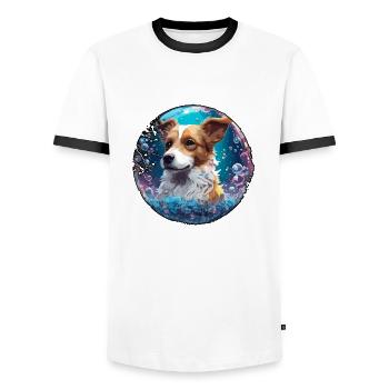 Animal dans bulle de savon / enfantin / mignon / chien - T-shirt contrasté Homme - blanc/noir - Devant - AI Model Female 172 light (172cm) & AI Model Male 178 dark (178cm)