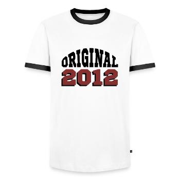 Original 2012 - Men's Ringer Shirt - white/black - Front - AI Model Female 172 light (172cm) & AI Model Male 178 dark (178cm)