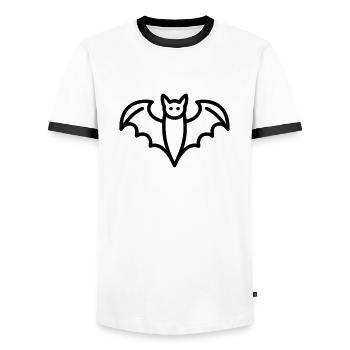 Bat Symbol Halloween Spooky Gift Idea - Men's Ringer Shirt - white/black - Front - AI Model Female 172 light (172cm) & AI Model Male 178 dark (178cm)