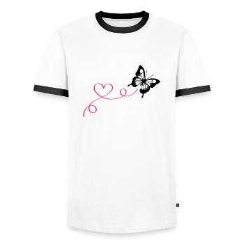 Butterfly Love - Men's Ringer Shirt - white/black - Front - AI Model Female 172 light (172cm) & AI Model Male 178 dark (178cm)