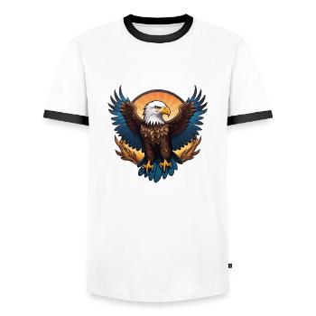 Eagle - Men's Ringer Shirt - white/black - Front - AI Model Female 172 light (172cm) & AI Model Male 178 dark (178cm)