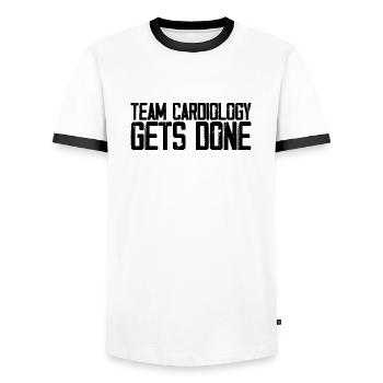 Team Cardiology Gets Done 3 - Männer Kontrast-T-Shirt - Weiß/Schwarz - Vorne - AI Model Female 172 light (172cm) & AI Model Male 178 dark (178cm)