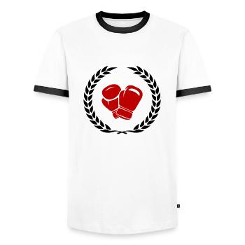 Boxing - Men's Ringer Shirt - white/black - Front - AI Model Female 172 light (172cm) & AI Model Male 178 dark (178cm)