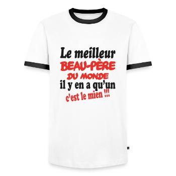 le meilleur Beau Père du monde c est le mien !! - T-shirt contrasté Homme - blanc/noir - Devant - AI Model Female 172 light (172cm) & AI Model Male 178 dark (178cm)
