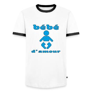 Bébé d'amour - T-shirt contrasté Homme - blanc/noir - Devant - AI Model Female 172 light (172cm) & AI Model Male 178 dark (178cm)