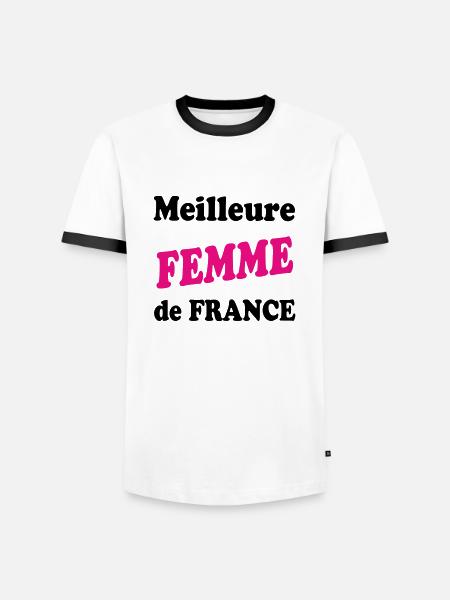 Beste FRAU Frankreichs - Männer Kontrast-T-Shirt - Weiß/Schwarz