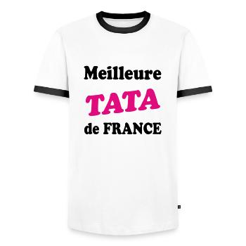 Meilleure TATA de france - T-shirt contrasté Homme - blanc/noir - Devant - AI Model Female 172 light (172cm) & AI Model Male 178 dark (178cm)