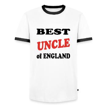 Best UNCLE - Men's Ringer Shirt - white/black - Front - AI Model Female 172 light (172cm) & AI Model Male 178 dark (178cm)