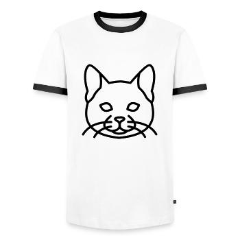 Katze - Männer Kontrast-T-Shirt - Weiß/Schwarz - Vorne - AI Model Female 172 light (172cm) & AI Model Male 178 dark (178cm)