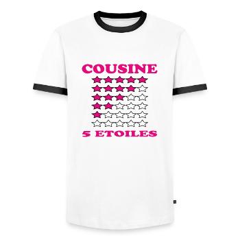 COUSINE 5 ETOILES - T-shirt contrasté Homme - blanc/noir - Devant - AI Model Female 172 light (172cm) & AI Model Male 178 dark (178cm)