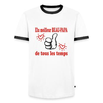 ELU MEILLEUR BEAU PAPA DE TOUS LES TEMPS - T-shirt contrasté Homme - blanc/noir - Devant - AI Model Female 172 light (172cm) & AI Model Male 178 dark (178cm)