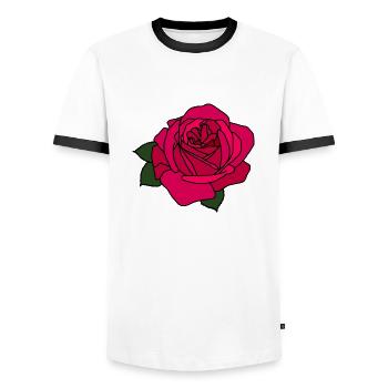 Rose - T-shirt contrasté Homme - blanc/noir - Devant - AI Model Female 172 light (172cm) & AI Model Male 178 dark (178cm)