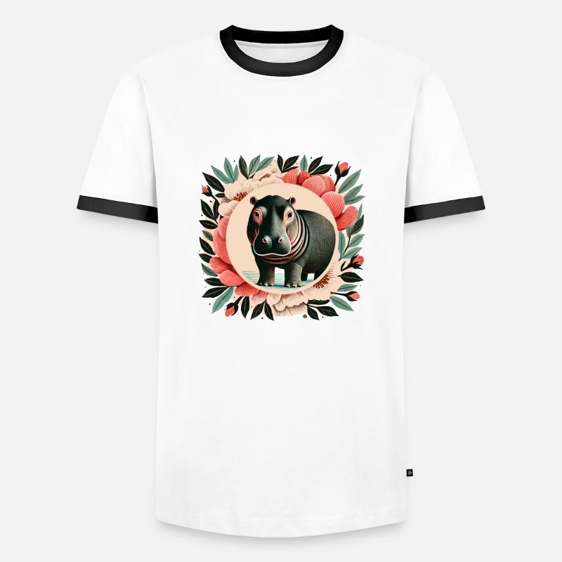Nilpferd - Männer Kontrast-T-Shirt - Weiß/Schwarz