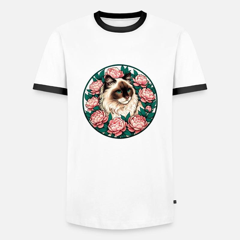 Ragdoll Breed Cat - Men's Ringer Shirt - white/black