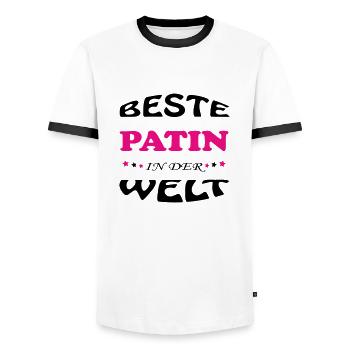 BESTE PATIN MARRAINE IN DER WELT - T-shirt contrasté Homme - blanc/noir - Devant - AI Model Female 172 light (172cm) & AI Model Male 178 dark (178cm)