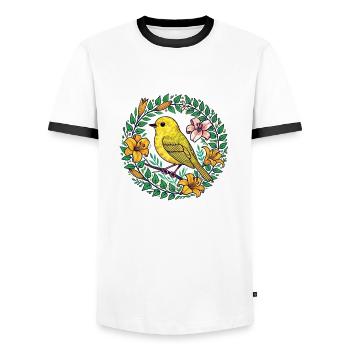 Yellow Finch - Men's Ringer Shirt - white/black - Front - AI Model Female 172 light (172cm) & AI Model Male 178 dark (178cm)
