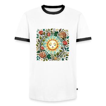 Rose Sunshine - Men's Ringer Shirt - white/black - Front - AI Model Female 172 light (172cm) & AI Model Male 178 dark (178cm)