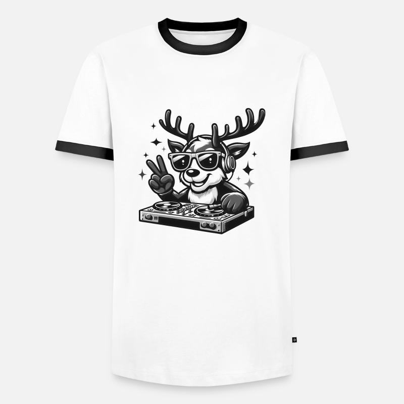 DJ Reindeer - Men's Ringer Shirt - white/black