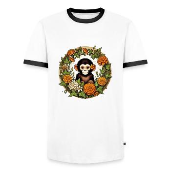 Chimpanzee - Men's Ringer Shirt - white/black - Front - AI Model Female 172 light (172cm) & AI Model Male 178 dark (178cm)