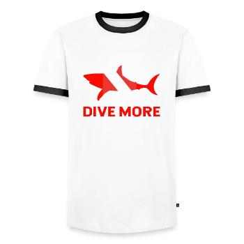 Plongeur Drôle Dicton Requin Requin - T-shirt contrasté Homme - blanc/noir - Devant - AI Model Female 172 light (172cm) & AI Model Male 178 dark (178cm)