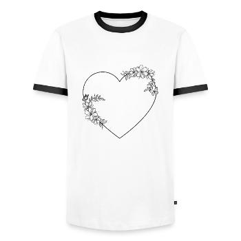 Frame Heart - Men's Ringer Shirt - white/black - Front - AI Model Female 172 light (172cm) & AI Model Male 178 dark (178cm)