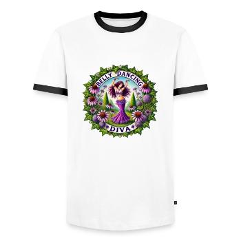 Diva de la danse orientale - T-shirt contrasté Homme - blanc/noir - Devant - AI Model Female 172 light (172cm) & AI Model Male 178 dark (178cm)