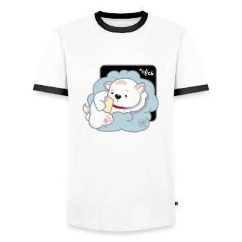 Chien Coréen - Style Japonais 03 - T-shirt contrasté Homme - blanc/noir - Devant - AI Model Female 172 light (172cm) & AI Model Male 178 dark (178cm)