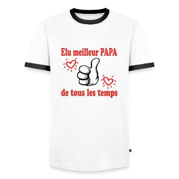 ELU MEILLEUR PAPA DE TOUS LES TEMPS - T-shirt contrasté Homme - blanc/noir - Devant - AI Model Female 172 light (172cm) & AI Model Male 178 dark (178cm)