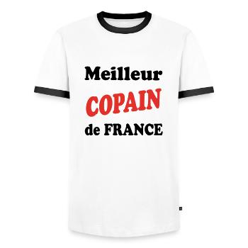 Meilleur COPAIN de france - T-shirt contrasté Homme - blanc/noir - Devant - AI Model Female 172 light (172cm) & AI Model Male 178 dark (178cm)