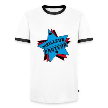 MEILLEUR FACTEUR - T-shirt contrasté Homme - blanc/noir - Devant - AI Model Female 172 light (172cm) & AI Model Male 178 dark (178cm)