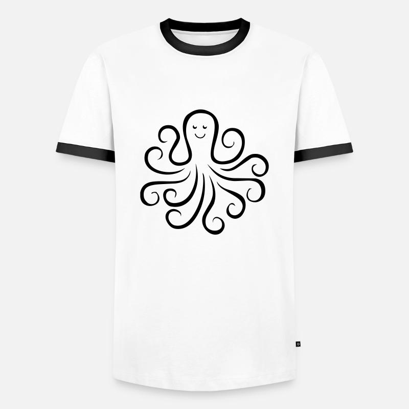 krake 01 - Männer Kontrast-T-Shirt - Weiß/Schwarz