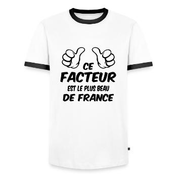 BEST FACTOR - Men's Ringer Shirt - white/black - Front - AI Model Female 172 light (172cm) & AI Model Male 178 dark (178cm)