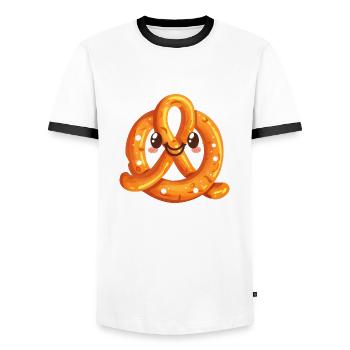 Dessin animé de bretzel drôle - T-shirt contrasté Homme - blanc/noir - Devant - AI Model Female 172 light (172cm) & AI Model Male 178 dark (178cm)