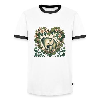 Vintage Elefant - Männer Kontrast-T-Shirt - Weiß/Schwarz - Vorne - AI Model Female 172 light (172cm) & AI Model Male 178 dark (178cm)