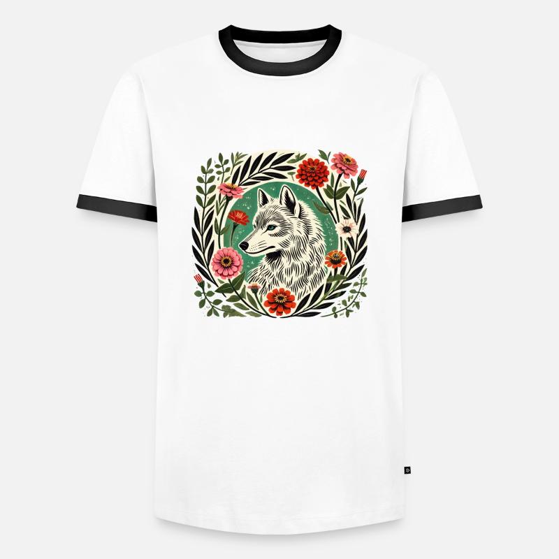 Wolf - Männer Kontrast-T-Shirt - Weiß/Schwarz