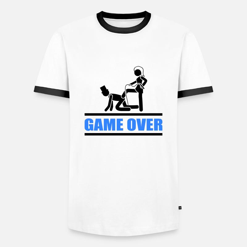 brautpaar game over - Männer Kontrast-T-Shirt - Weiß/Schwarz