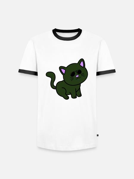 cool cat - Men's Ringer Shirt - white/black
