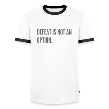 Defeat is not an option. - Men's Ringer Shirt - white/black - Front - AI Model Female 172 light (172cm) & AI Model Male 178 dark (178cm)