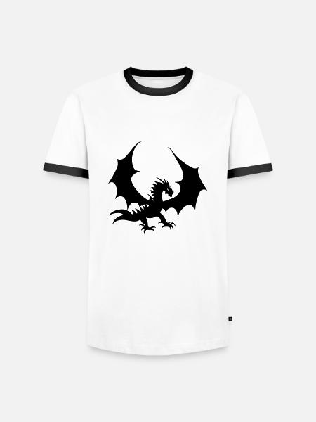 Cooler schwarzer Drache - Männer Kontrast-T-Shirt - Weiß/Schwarz