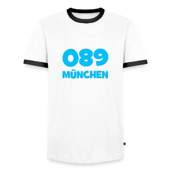 089 München Vorwahl Telefon telefonieren Bayern - Männer Kontrast-T-Shirt - Weiß/Schwarz - Vorne - AI Model Female 172 light (172cm) & AI Model Male 178 dark (178cm)