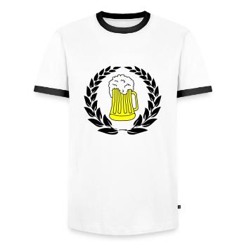 bier wappen 02 - Männer Kontrast-T-Shirt - Weiß/Schwarz - Vorne - AI Model Female 172 light (172cm) & AI Model Male 178 dark (178cm)