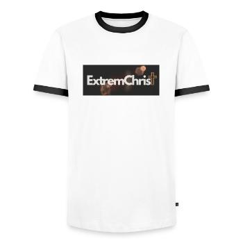 1000021920 - Männer Kontrast-T-Shirt - Weiß/Schwarz - Vorne - AI Model Female 172 light (172cm) & AI Model Male 178 dark (178cm)