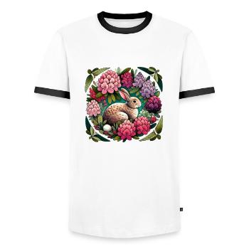 Lapin mignon lapin - T-shirt contrasté Homme - blanc/noir - Devant - AI Model Female 172 light (172cm) & AI Model Male 178 dark (178cm)