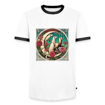 Frettchen - Männer Kontrast-T-Shirt - Weiß/Schwarz - Vorne - AI Model Female 172 light (172cm) & AI Model Male 178 dark (178cm)