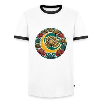 Lotus - Men's Ringer Shirt - white/black - Front - AI Model Female 172 light (172cm) & AI Model Male 178 dark (178cm)