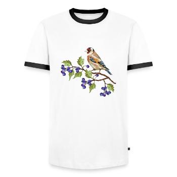 Bunter Vogel - Männer Kontrast-T-Shirt - Weiß/Schwarz - Vorne - AI Model Female 172 light (172cm) & AI Model Male 178 dark (178cm)