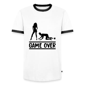 Couple marié Game Over - T-shirt contrasté Homme - blanc/noir - Devant - AI Model Female 172 light (172cm) & AI Model Male 178 dark (178cm)